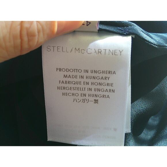 Stella McCartney Black V Neck Gathered Front Back Long Sleeve Silk Blouse 42 - Picture 12 of 16